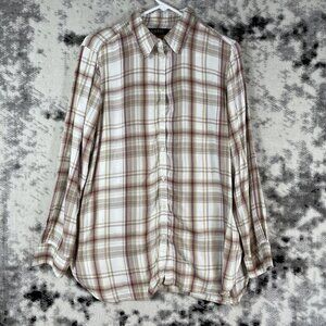 Lauren Ralph Lauren Button Up Black Label Womens Size Large Plaid Viscose‎